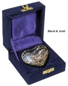 Keepsake Urn, Black & Gold Heart