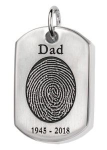 Dog Tag Fingerprint Necklace with Name and Dates